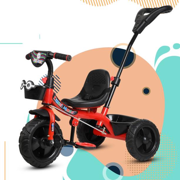 TOYSHOPPEE Parental Handle Tricycle with Front-Back Bas...