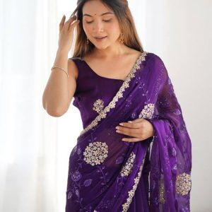 Samah Embroidered, Embellished Bollywood Jimmy choo, Chiffon ...
