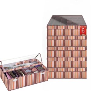 KUBER INDUSTRIES Pack of 6 Foldable Socks Organizer wit...