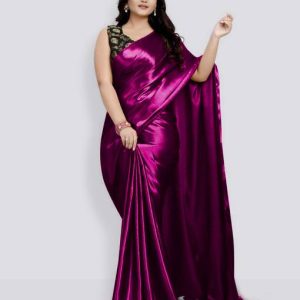 PCDESIGNER Woven Bollywood Satin Saree