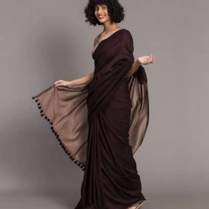 Binay textile Solid/Plain Handloom Pure Cotton Saree