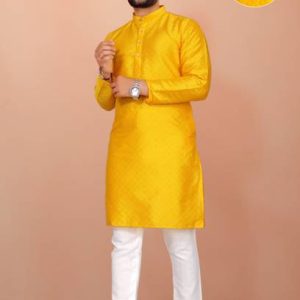 Mention Men Printed Jacquard Straight Kurta