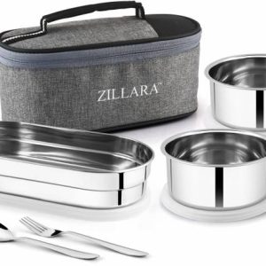 Zillara Fresh Meal Pro Grey Lunch Box for Men & Women –...