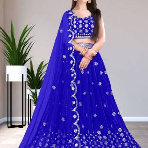 Women Wed Embroidered Semi Stitched Lehenga Choli