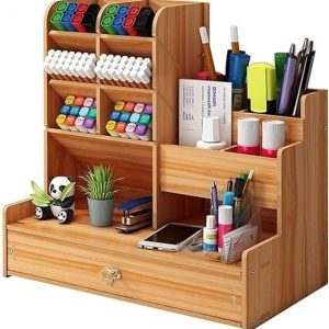 Expro 13 Compartments Wood Pen Stand,Phone Stand, Multi...