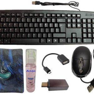 ANJO Wired Keyboard-LED Mouse-Pad-Cleaning Gel-OTG Type...