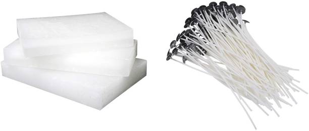 MAGICMOON 1 Kg Paraffin Wax For Candle Making with 50 P...