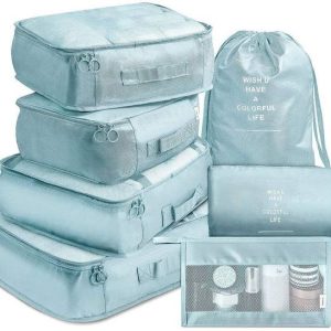 TRUJVE Blue 7 in 1 Travel Laundry Cosmetics Luggage Pac...