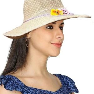 Zonkar Woman Brown Flower Printed Long Brim Beach and S...