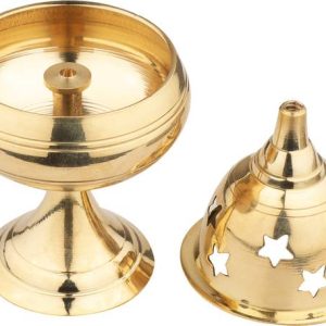 Rolimoli Diwali Brass Stand Apple Shape Diya set of 1 B...