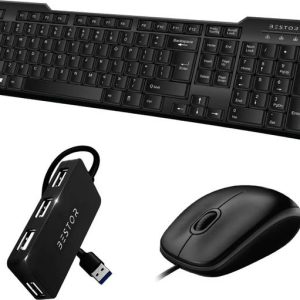 Bestor Set of 3 Combo,USB Wired Keyboard, Wire Mouse, 4...