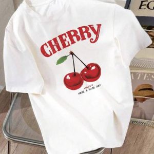 HIPOP Women Printed Round Neck Pure Cotton White T-Shirt