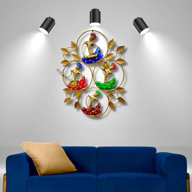 RSN Handpainted Iron Wall Hanging of 4 Musicians Art fo...