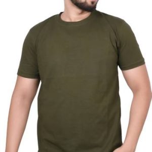 armfit Couple Solid Round Neck Organic Cotton Dark Green T-Shi...