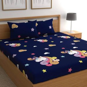 Fashancy 300 TC Cotton Queen Geometric Fitted (Elastic)...