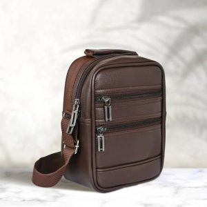 Pramadda Pure Luxury Brown Men Sling Bag - Medium Tourister Medium Chest Sli...