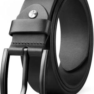 LOOPA Men Formal Black Genuine Leather Belt