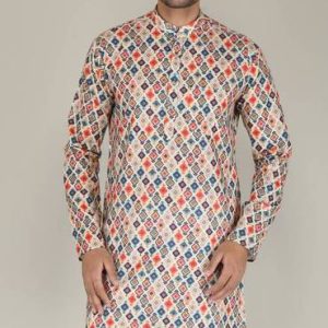 ELEPANTS Men Printed Cotton Blend Straight Kurta