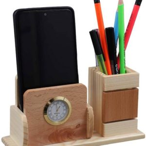 Satvat 2 Compartments High-Quality Wooden Desk Organize...