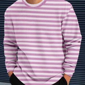 Force Men Striped Round Neck Polyester Pink T-Shirt