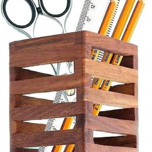 Voody 1 Compartments Wooden Pen Stand