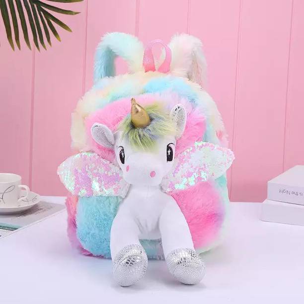 LS ENTERPRISES Unicorn Soft Fur Bag for Kids - School &...
