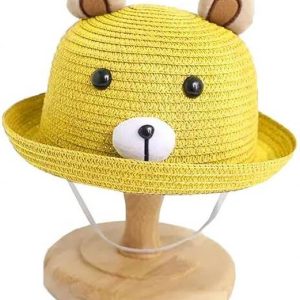 Adorazone Kid's Cute 3D Bear Fedora Straw Hat|