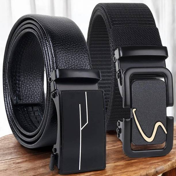 LOOPA Men Casual, Formal, Evening, Party Black Artificial Lea...