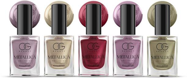OG BEAUTY Metallica Nail Paint Set of 5 | Vegan, Quick-...