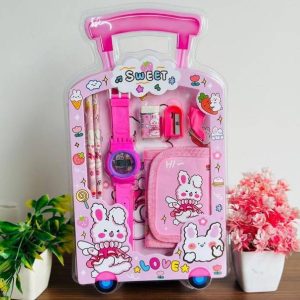 LILDINO Kids 7in1 Pink Sweet Gift Set Watch, Stationery...