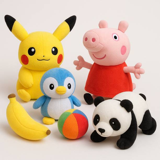 Growgame Combo Soft Plush Toy Set – Pikachu, Peppa Pig,...
