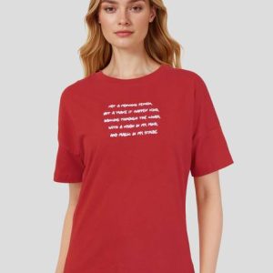 Mast & Harbour Women Printed Round Neck Pure Cotton Red T-Shirt