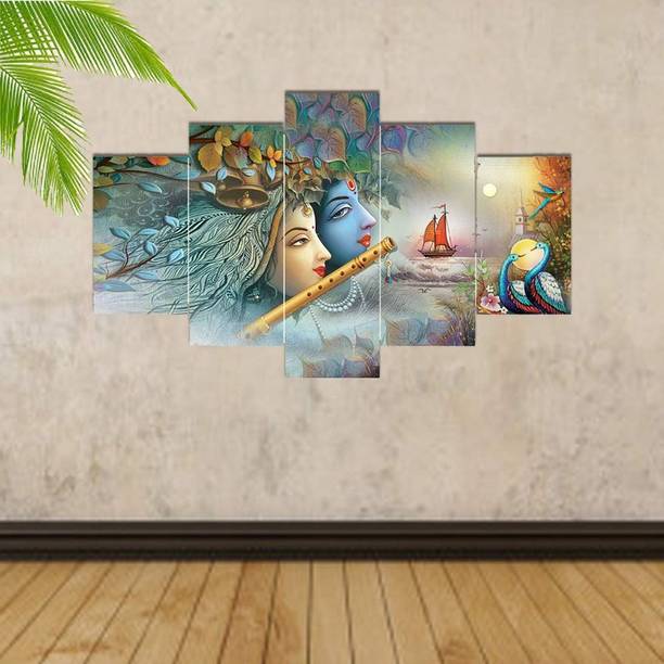WALLMAX Radha Krishna Home Decorative Set of 5 Piece Di...