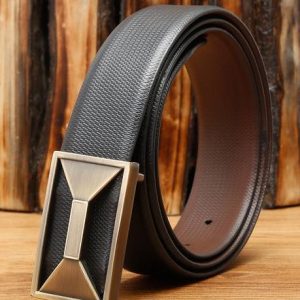Teakwood Leathers Men Formal Black Genuine Leather Reversible Belt