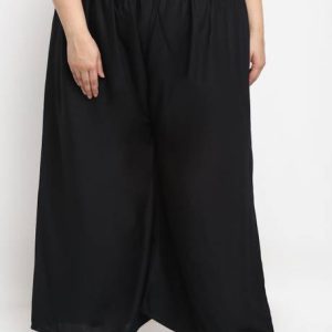 STYLE PREZONE Women Flared Black Viscose Rayon Trousers