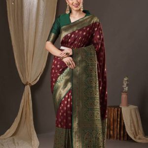 Sareemall Woven Banarasi Silk Blend Saree