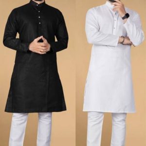 ETHNICSUTRA Pack of 2 Men Solid Cotton Blend Straight Kurta
