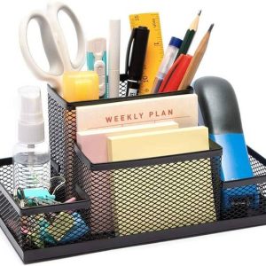 Viradiya's 4 Compartments Metal Stationery Storage Hold...