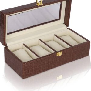 Ayesha Goods 4 Slot PU Leather Watch Box Watch Box