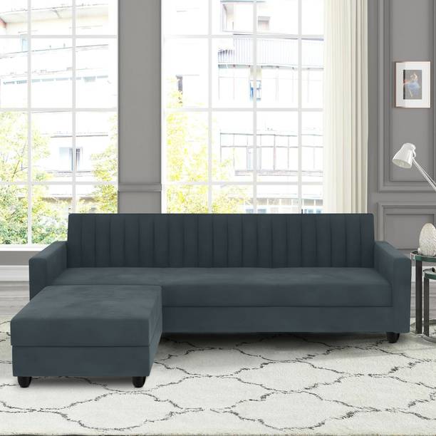 Uarban-hume-furniture Premium Quality Velvet L-SHAPE Fa...