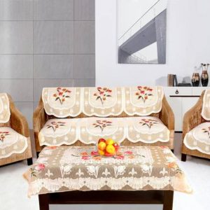 smarttextiles Polyester Floral 3+1+1 Seater Sofa Cover