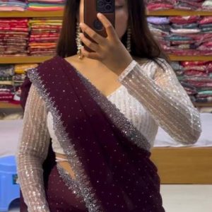 MN VENTURE Embroidered Bollywood Georgette Saree
