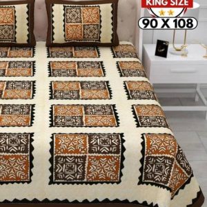 HANSHI 260 TC Cotton King Jaipuri Prints Flat Bedsheet