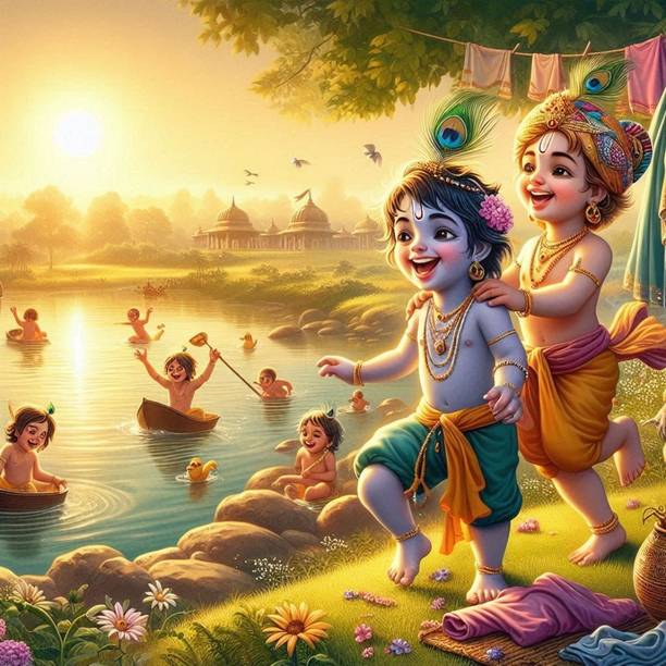 Ordershock 20.32 inch Lord Krishna Ji, Friend Wall Stic...