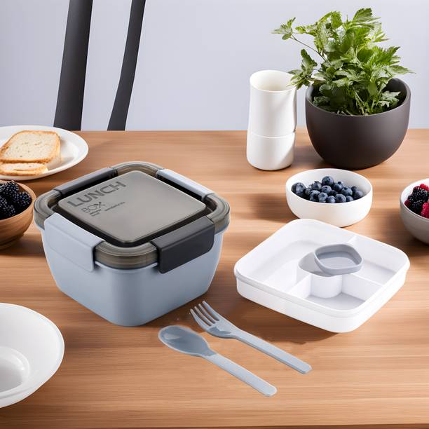 OTRO 4 Compartment Grey Tiffin Lunchbox with Spoon and ...
