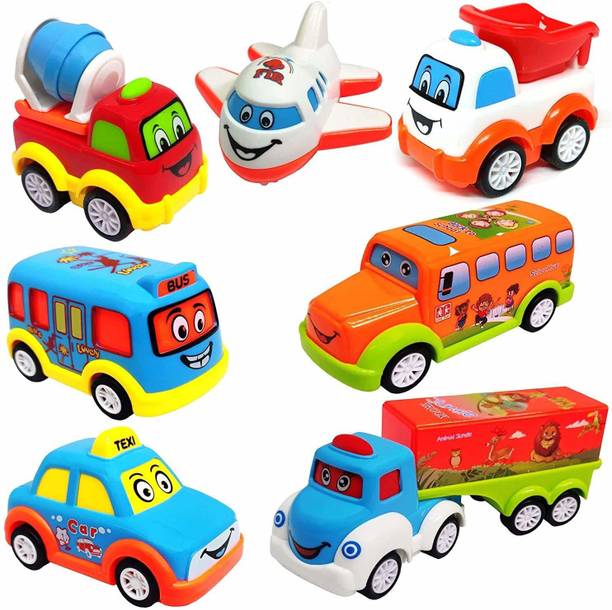 PRESENTSALE Unbreakable 7 pcs Pull Back Texi Car Truck ...