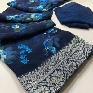 BORANA Floral Print Bollywood Georgette Saree