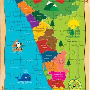 Webby Kerala Map Wooden Jigsaw Puzzle, 40pcs