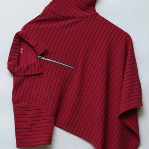 N AND J Men Striped Polo Neck Polycotton Maroon T-Shirt