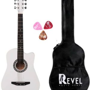 REVEL RVL-38C-LGP-WH 38 Inch Cutaway Design Guitar with...